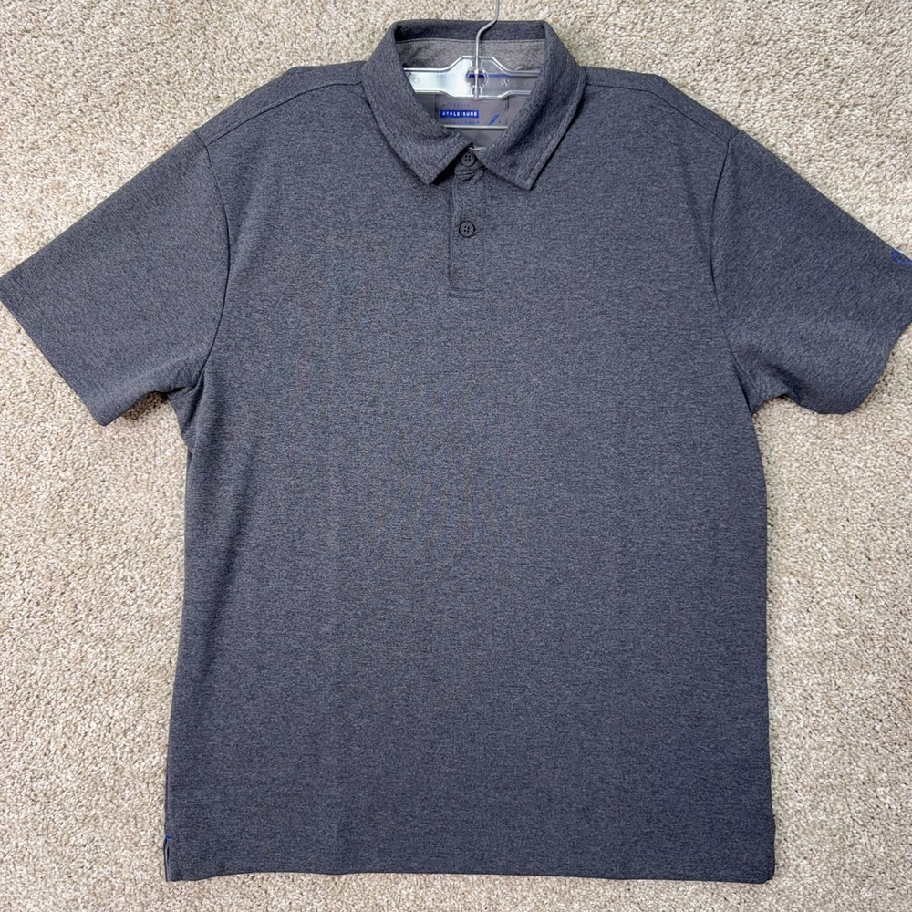 Twillory Polo Shirt Mens L Athleisure Athlounger Charcoal Grey Heathered EUC